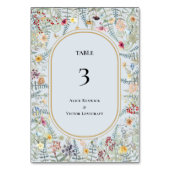  Wildflower Varen Stoffig Blauw Bruiloft Kaart (Voorkant)