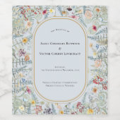  Wildflower Varen Stoffig Blauw Bruiloft Wijn Etiket (Enkel label)