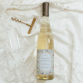  Wildflower Varen Stoffig Blauw Bruiloft Wijn Etiket