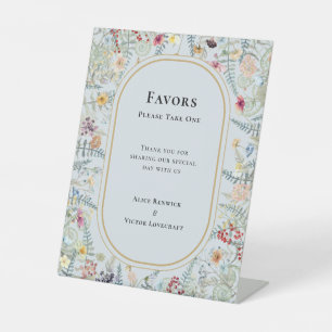 Wildflower Varen Stoffig Blauw Huwelijksgunsten Reclamebord Met Voetstuk