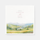 Wildflower veld en bergen rustieke bruiloft servet (Voorkant)