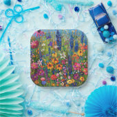 Wildflower veld kleurrijk schilderij papieren bordje (Feest)