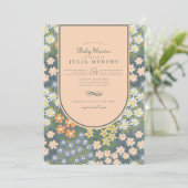 Wildflower veld perzik tuin Baby shower Kaart (Staand voorkant)