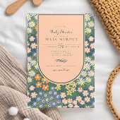 Wildflower veld perzik tuin Baby shower Kaart