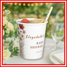 Wildflower Verbrand Sinaasappel Bloemen Boho Baby  Papieren Bekers