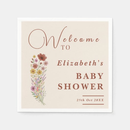 Wildflower Verbrand Sinaasappel Bloemen Boho Baby  Servet (Voorkant)