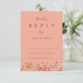 Wildflower Verbrand Sinaasappel Boho Fall Wedding  RSVP Kaartje (Staand voorkant)