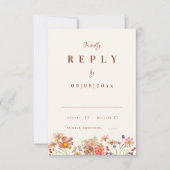 Wildflower Verbrand Sinaasappel Fall Wedding Reage RSVP Kaartje (Voorkant)