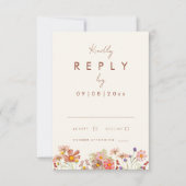 Wildflower Verbrand Sinaasappel Fall Wedding Reage RSVP Kaartje (Voorkant)