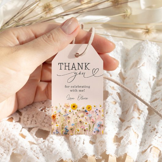 Wildflower verjaardag dank u cadeaulabel