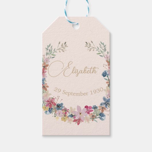 Wildflower Verjaardag Elegant Cadeaulabel (Voorkant)