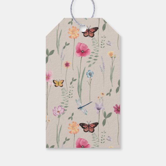 Wildflower Verjaardag Favor Tag Cadeaulabel (Achterkant)