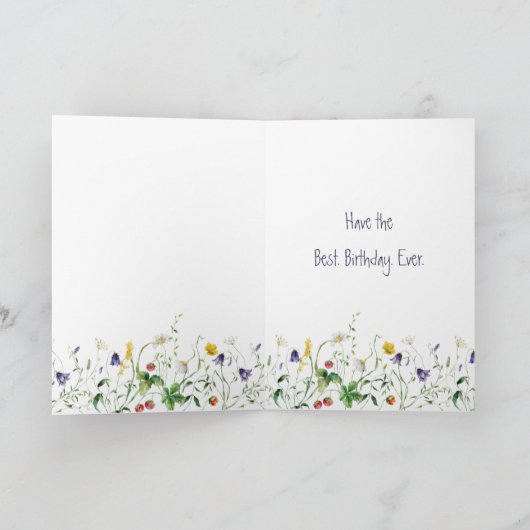 Wildflower verjaardag met vlinder kaart (Binnen)