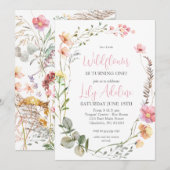 Wildflower Verjaardag uitnodiging, Kleine Wildbloe Kaart (Voorkant / Achterkant)