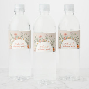 Wildflower Verjaardag Waterfles Labels Waterfles Etiket