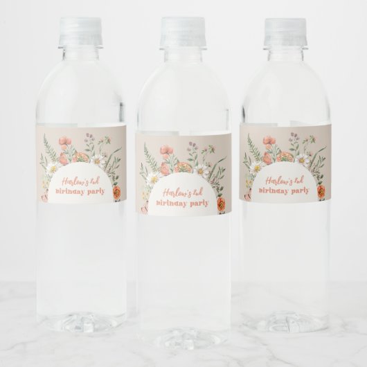 Wildflower Verjaardag Waterfles Labels Waterfles Etiket (Flessen)