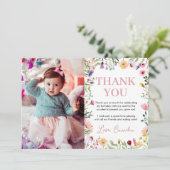 Wildflower verjaardagsfeestje bedankje bedankkaart (Staand voorkant)