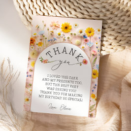 Wildflower verjaardagsfeestje bedankje kaart