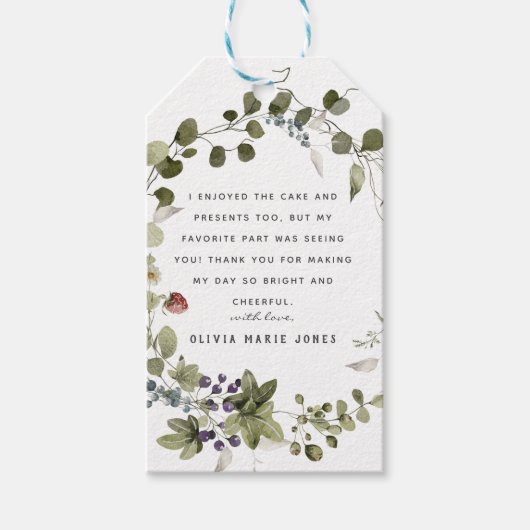 Wildflower | Verjaardagsfeestje Dank Geschenk Tags Cadeaulabel (Voorkant)