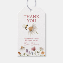 Wildflower verjaardagsfeestje dank je wel cadeaulabel