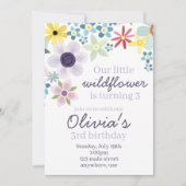 Wildflower verjaardagsfeestje uitnodigen kaart (Voorkant)