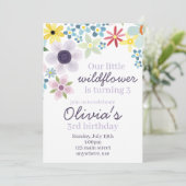Wildflower verjaardagsfeestje uitnodigen kaart (Staand voorkant)