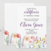 Wildflower verjaardagsfeestje Uitnodiging (Voorkant / Achterkant)