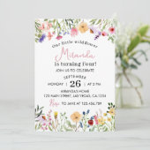 Wildflower verjaardagsuitnodiging elke leeftijd kaart (Staand voorkant)