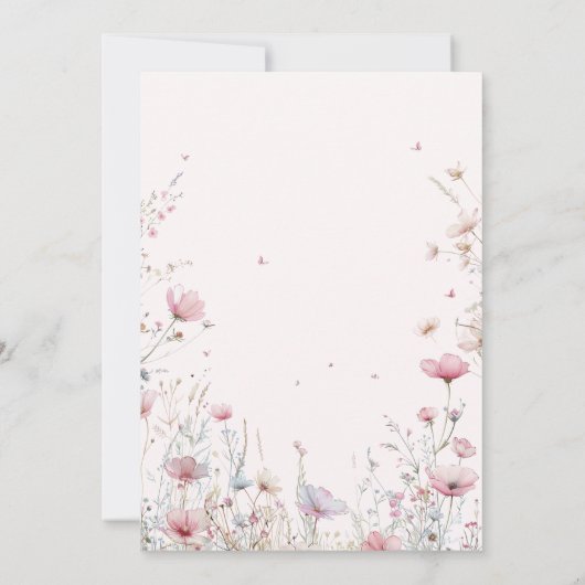 Wildflower verjaardagsuitnodiging | Pink Wild One Kaart (Achterkant)