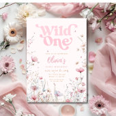 Wildflower verjaardagsuitnodiging | Pink Wild One Kaart