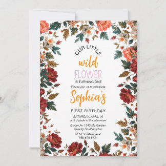 Wildflower verjaardagsuitnodiging Sjabloon, eerste Kaart