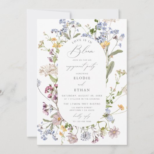 Wildflower Verlovingsfeest Uitnodigen Liefde in Bl Kaart (Voorkant)