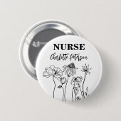 Wildflower-verpleegster naamlabel ronde button 5,7 cm (Voorkant /achterkant)