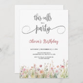 Wildflower verrassing verjaardag uitnodiging (Voorkant / Achterkant)