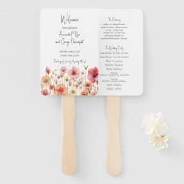 Wildflower verse tuin bruiloft programma fan handwaaier