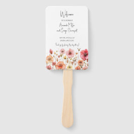 Wildflower verse tuin bruiloft programma fan handwaaier
