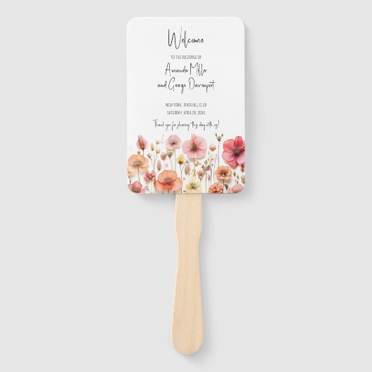 Wildflower verse tuin bruiloft programma fan handwaaier (Voorkant)