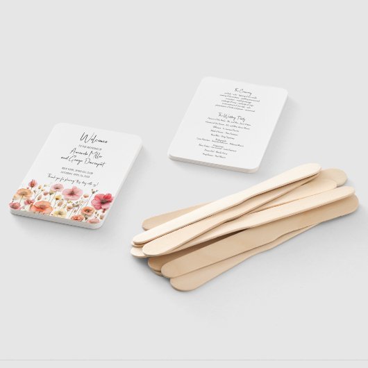 Wildflower verse tuin bruiloft programma fan handwaaier (Niet-gemonteerd)