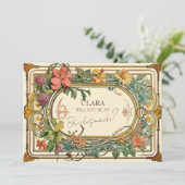 Wildflower Victoriaans  Border Wedd Bridesmade Kaart (Staand voorkant)
