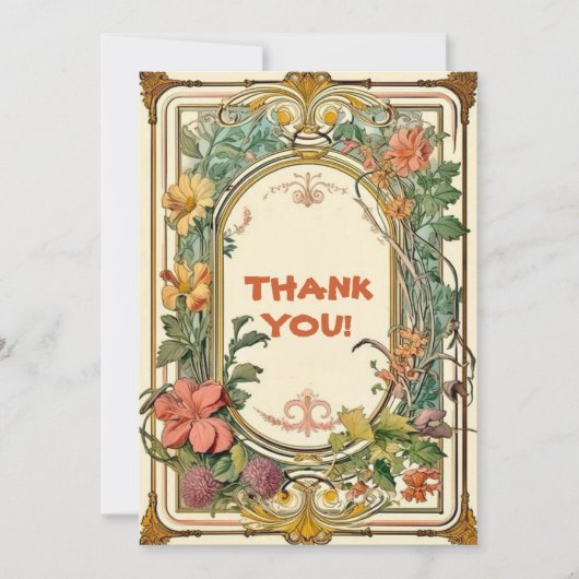 Wildflower Victoriaans  grens bruiloft Bedankkaart (Voorkant)
