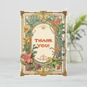 Wildflower Victoriaans  grens bruiloft Bedankkaart (Staand voorkant)