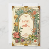 Wildflower Victoriaans  grens bruiloft Bedankkaart (Achterkant)
