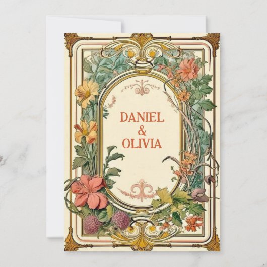 Wildflower Victoriaans  grens bruiloft Bedankkaart (Achterkant)