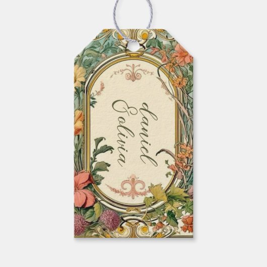 Wildflower Victoriaans grens bruiloft Cadeaulabel (Voorkant)