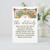 Wildflower Victoriaans  grens bruiloft Informatiekaartje (Staand voorkant)