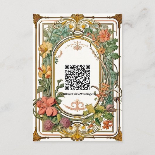 Wildflower Victoriaans grens bruiloft Informatiekaartje (Achterkant)