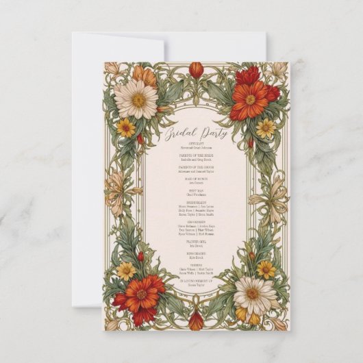 Wildflower Victoriaans  grens Wedding Programma's (Achterkant)