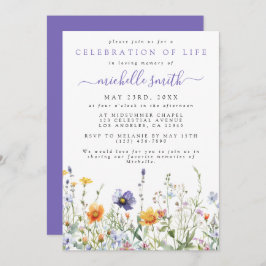 Wildflower viering van de begrafenis van het leven kaart