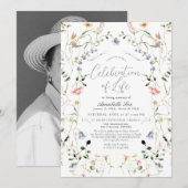 Wildflower Viering van het leven begrafenismonumen Kaart (Voorkant / Achterkant)