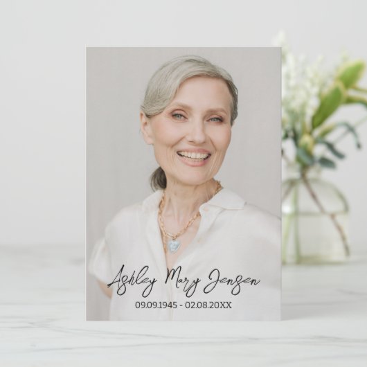 Wildflower Viering van het Leven Foto Begrafenis Kaart (Staand voorkant)